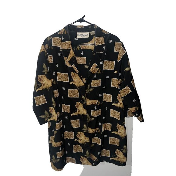 woman's New Gear Plus shirt top plus size 2X lion print short sleeve - Picture 1 of 6